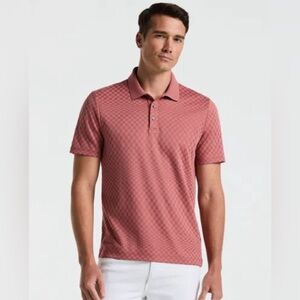 Perry Ellis Big and Tall Men's Geo Jacquard Stretch Short Sleeve Polo Shirt